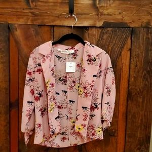 NWT Drapey Floral & Bird Print Blazer